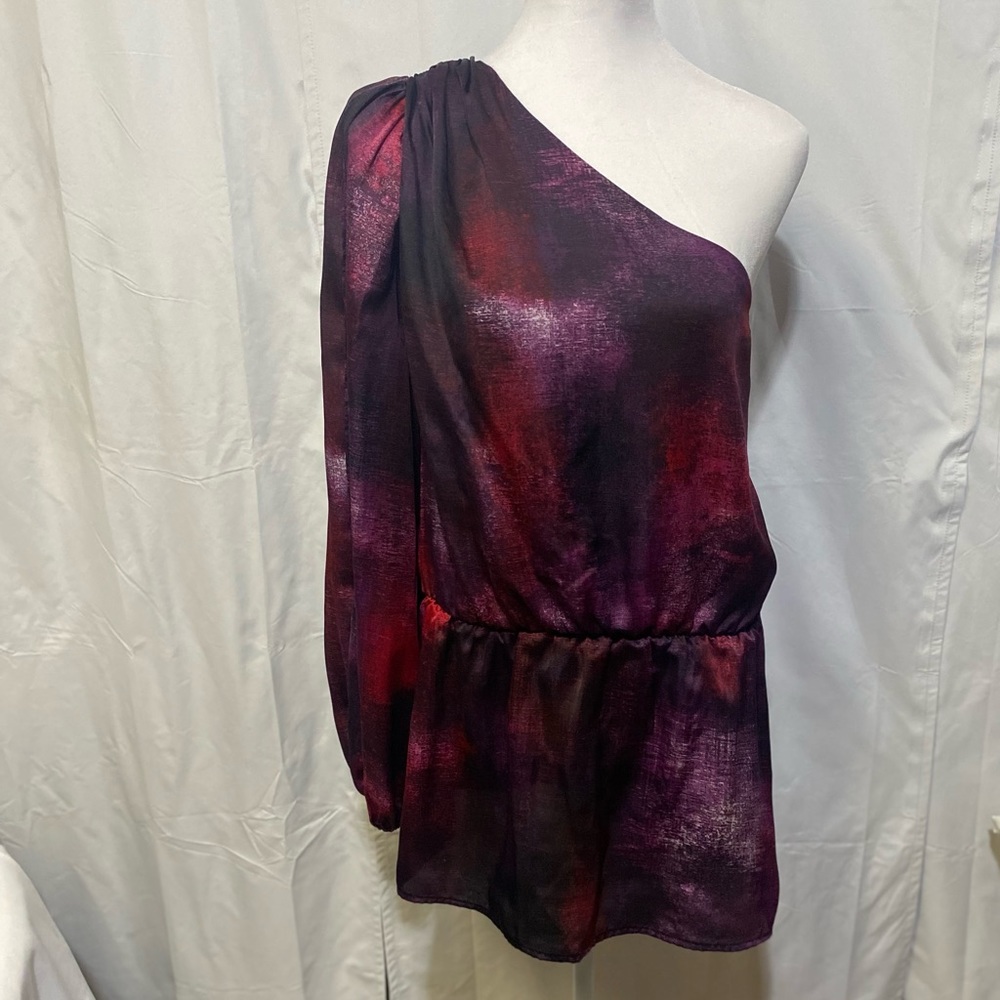 Bisou Bisou Purple Couture One Shoulder Asymmetrical Top Womens Small Whimsigoth - Picture 6 of 9